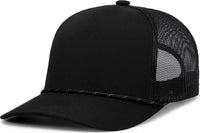 Pacific Headwear P423 Weekender Trucker Cap - Black Black White - Black White / 7’’ 7 7/8’’