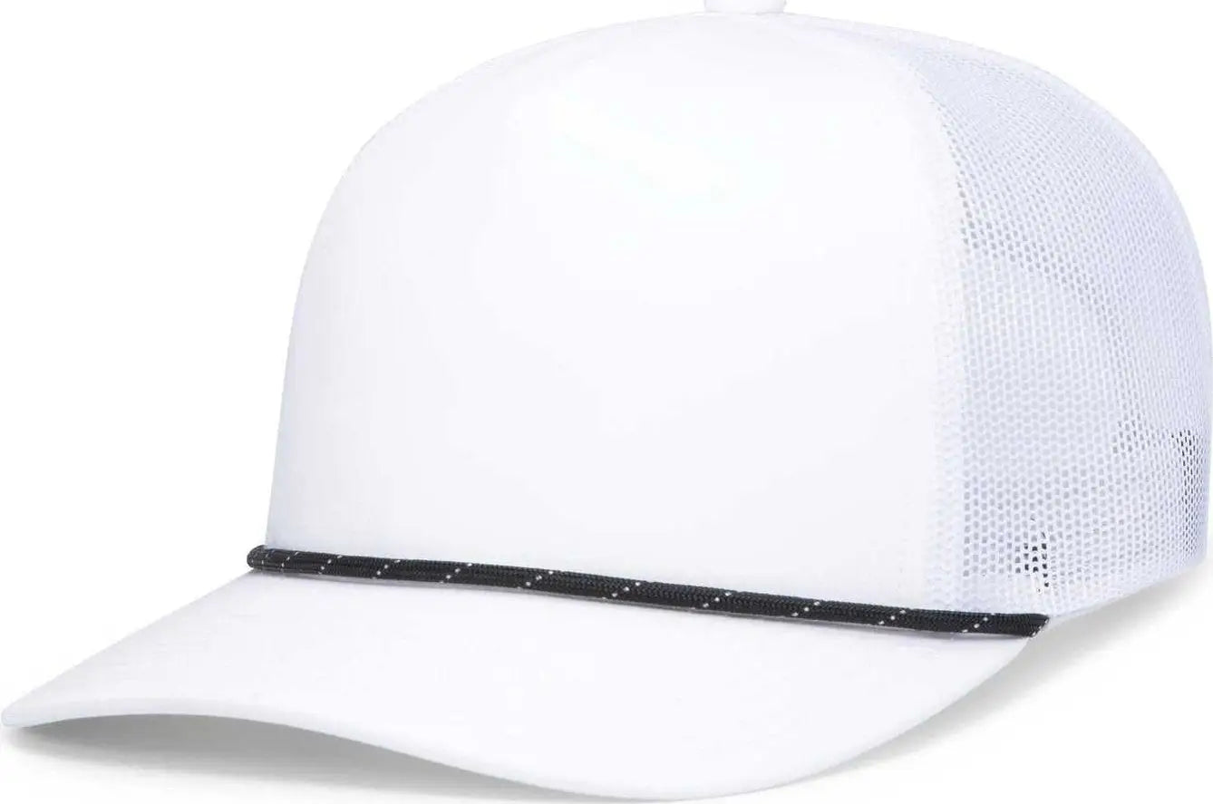 Pacific Headwear P423 Weekender Trucker Cap - White Black White - White Black / 7’’ 7 7/8’’