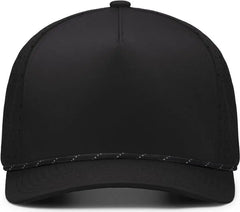 Pacific Headwear P424 Weekender Perforated Snapback Cap - Black Black White - Black White / 7’’ 7 7/8’’