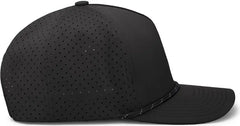 Pacific Headwear P424 Weekender Perforated Snapback Cap - Black Black White - Black White / 7’’ 7 7/8’’