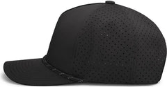 Pacific Headwear P424 Weekender Perforated Snapback Cap - Black Black White - Black White / 7’’ 7 7/8’’
