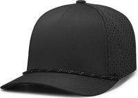 Pacific Headwear P424 Weekender Perforated Snapback Cap - Black Black White - Black White / 7’’ 7 7/8’’