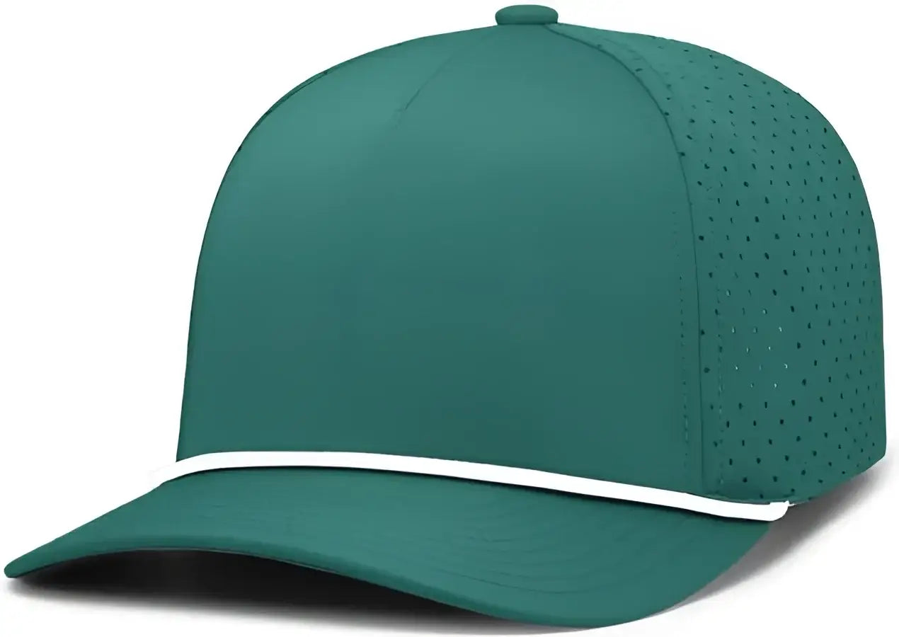 Pacific Headwear P424 Weekender Perforated Snapback Cap - Dark Teal White - Dark Teal White / 7’’ - 7 7/8’’