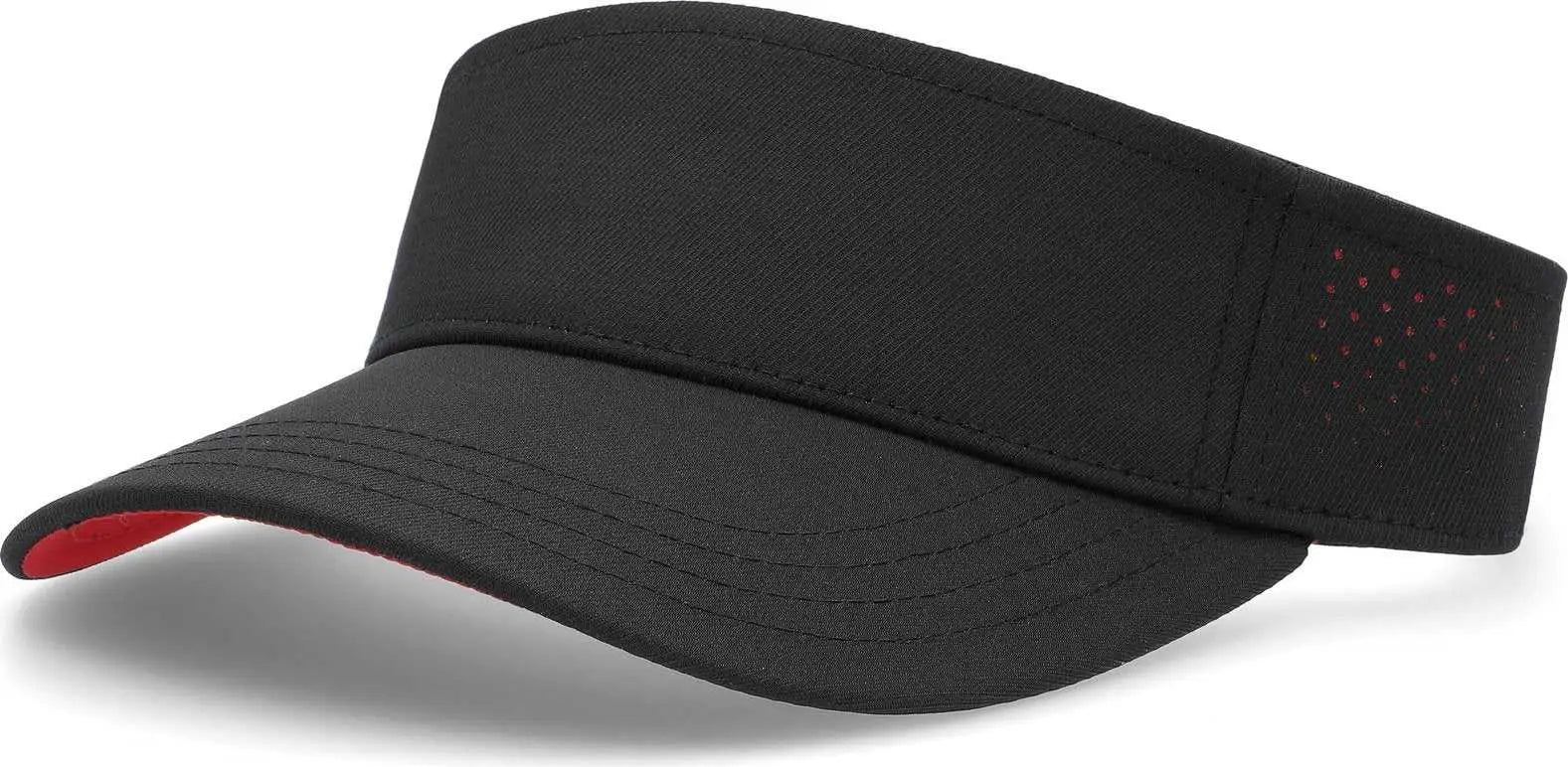 Pacific Headwear P500 Perforated Coolcore Visor - Black Red - Black Red / 7’’ - 7 7/8’’