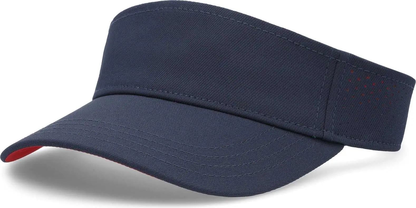 Pacific Headwear P500 Perforated Visor Powered By Coolcore - Navy Red - Navy Red / 7’’ - 7 7/8’’
