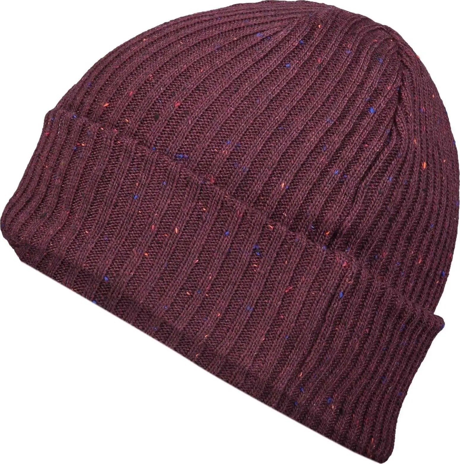 Pacific Headwear P600K Tweed Beanie - Maroon (Hlw) - Maroon / 7’’ - 7 7/8’’