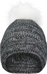 Pacific Headwear P604K Faux Fur Pom Beanie - Black White - Black White / 7’’ - 7 7/8’’