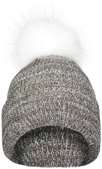 Pacific Headwear P604K Faux Fur Pom Beanie - Brown White - Brown White / 7’’ - 7 7/8’’