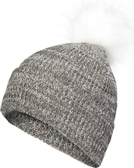 Pacific Headwear P604K Faux Fur Pom Beanie - Brown White - Brown White / 7’’ - 7 7/8’’