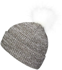 Pacific Headwear P604K Faux Fur Pom Beanie - Brown White - Brown White / 7’’ - 7 7/8’’