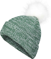 Pacific Headwear P604K Faux Fur Pom Beanie - Dark Green White - Forest White / 7’’ - 7 7/8’’