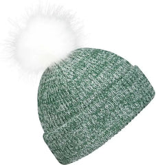 Pacific Headwear P604K Faux Fur Pom Beanie - Dark Green White - Forest White / 7’’ - 7 7/8’’