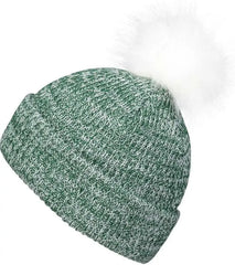 Pacific Headwear P604K Faux Fur Pom Beanie - Dark Green White - Forest White / 7’’ - 7 7/8’’