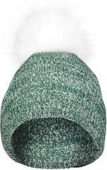 Pacific Headwear P604K Faux Fur Pom Beanie - Dark Green White - Forest White / 7’’ - 7 7/8’’
