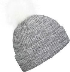 Pacific Headwear P604K Faux Fur Pom Beanie - Graphite White - Graphite White / 7’’ - 7 7/8’’