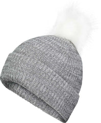 Pacific Headwear P604K Faux Fur Pom Beanie - Graphite White - Graphite White / 7’’ - 7 7/8’’