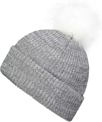 Pacific Headwear P604K Faux Fur Pom Beanie - Graphite White - Graphite White / 7’’ - 7 7/8’’