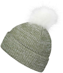 Pacific Headwear P604K Faux Fur Pom Beanie - Loden White - Dark Gray White / 7’’ - 7 7/8’’