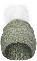 Pacific Headwear P604K Faux Fur Pom Beanie - Loden White - Dark Gray White / 7’’ - 7 7/8’’