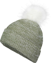 Pacific Headwear P604K Faux Fur Pom Beanie - Loden White - Dark Gray White / 7’’ - 7 7/8’’