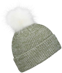 Pacific Headwear P604K Faux Fur Pom Beanie - Loden White - Dark Gray White / 7’’ - 7 7/8’’