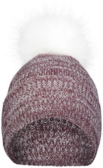 Pacific Headwear P604K Faux Fur Pom Beanie - Maroon White - Maroon White / 7’’ - 7 7/8’’