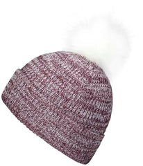 Pacific Headwear P604K Faux Fur Pom Beanie - Maroon White - Maroon White / 7’’ - 7 7/8’’
