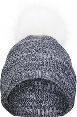 Pacific Headwear P604K Faux Fur Pom Beanie - Navy White - Navy White / 7’’ - 7 7/8’’
