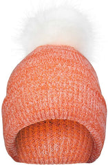 Pacific Headwear P604K Faux Fur Pom Beanie - Orange White - Orange White / 7’’ - 7 7/8’’