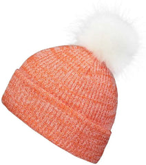 Pacific Headwear P604K Faux Fur Pom Beanie - Orange White - Orange White / 7’’ - 7 7/8’’