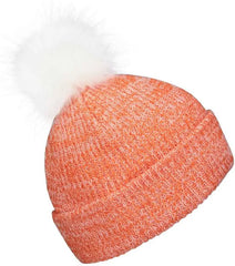 Pacific Headwear P604K Faux Fur Pom Beanie - Orange White - Orange White / 7’’ - 7 7/8’’