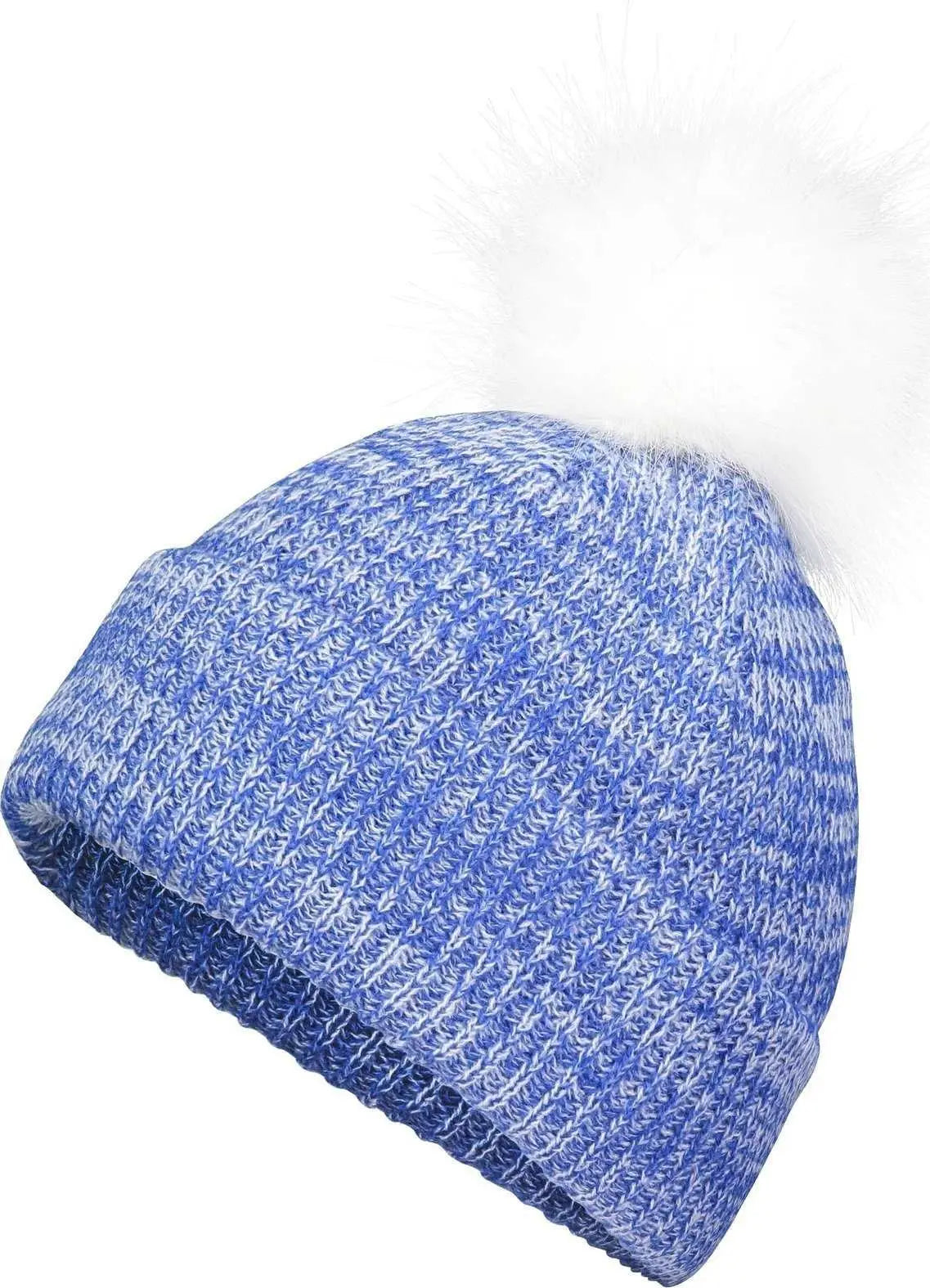 Pacific Headwear P604K Faux Fur Pom Beanie - Royal White - Royal White / 7’’ - 7 7/8’’