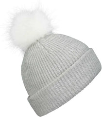 Pacific Headwear P604K Faux Fur Pom Beanie - Silver White - Light Gray White / 7’’ - 7 7/8’’