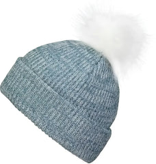 Pacific Headwear P604K Faux Fur Pom Beanie - Storm White - Gray White / 7’’ - 7 7/8’’