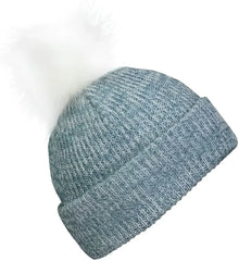 Pacific Headwear P604K Faux Fur Pom Beanie - Storm White - Gray White / 7’’ - 7 7/8’’