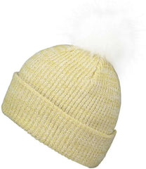 Pacific Headwear P604K Faux Fur Pom Beanie - Vegas Gold White - Vegas Gold White / 7’’ - 7 7/8’’