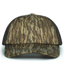 Pacific Headwear P640 Vintage Mossy Oak Trucker Cap - New Burnt Orangettomland Lt Charcoal New Burnt Orangettomland
