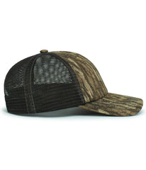 Pacific Headwear P640 Vintage Mossy Oak Trucker Cap - New Burnt Orangettomland Lt Charcoal New Burnt Orangettomland