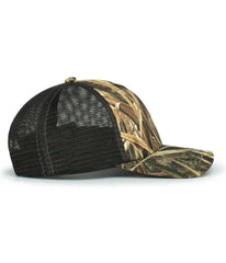 Pacific Headwear P640 Vintage Mossy Oak Trucker Cap - Shadow Grass Blades Lt Charcoal Shadow Grass Blades - Mossy Oak