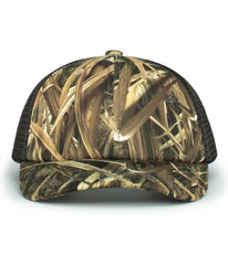 Pacific Headwear P640 Vintage Mossy Oak Trucker Cap - Shadow Grass Blades Lt Charcoal Shadow Grass Blades - Mossy Oak