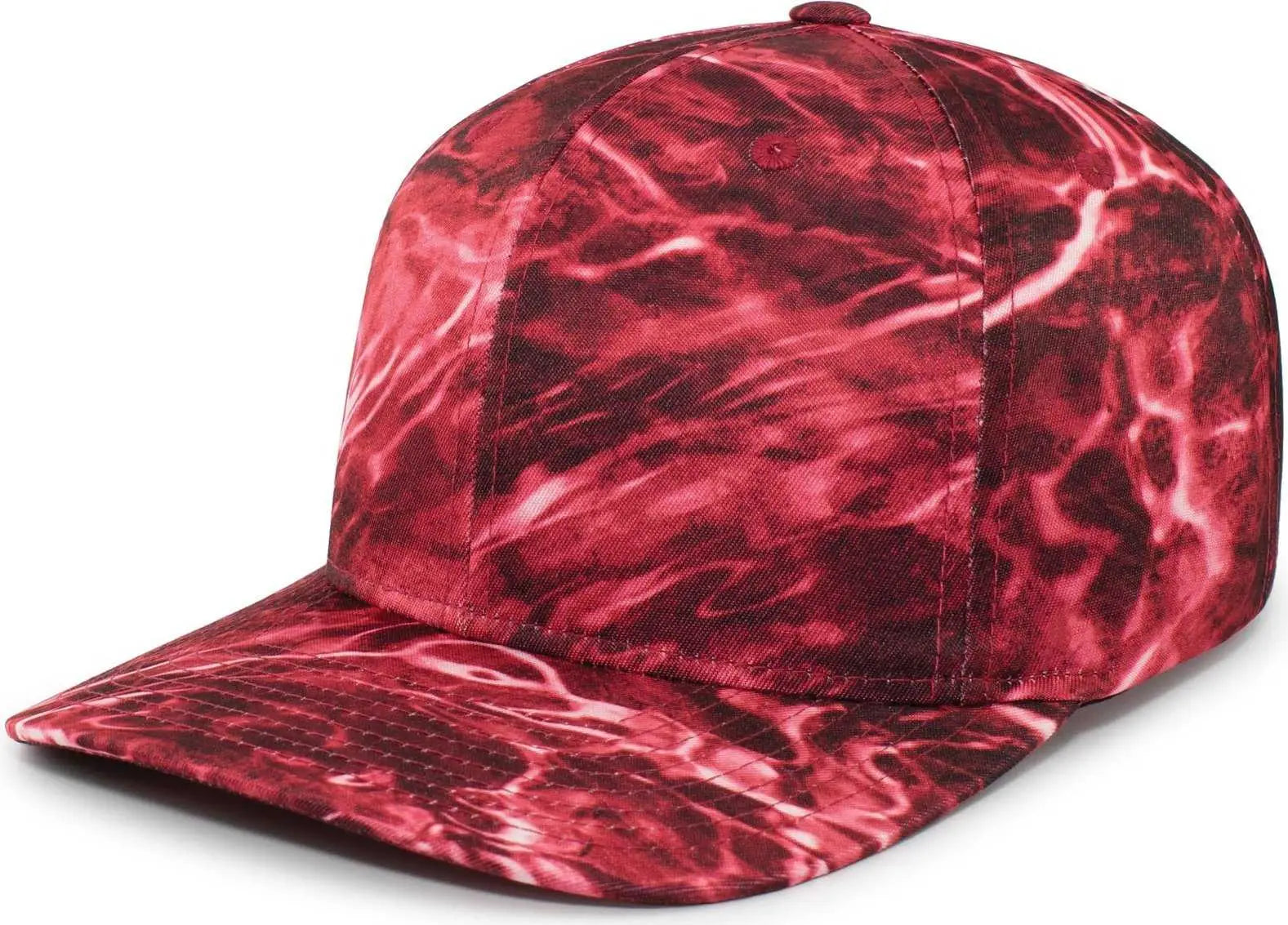 Pacific Headwear P680 MOSSY OAK GUIDE CAP - Crimson Mo Elements - Crimson Mo Elements / 7’’ - 7 7/8’’