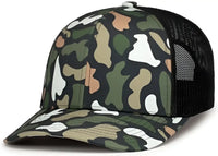 Pacific Headwear P686 Duck Camo Trucker Snapback Cap - Bayou Lt Charcoal Bayou - Bayou Lt Charcoal Bayou / 7’’ - 7 7/8’’