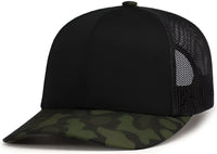 Pacific Headwear P686 Duck Camo Trucker Snapback Cap - Black Charcoal Woodland - Charcoal Black / 7’’ - 7 7/8’’