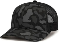 Pacific Headwear P686 Duck Camo Trucker Snapback Cap - Blackout Lt Charcoal Blackout - Blackout Lt Charcoal Blackout