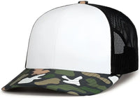 Pacific Headwear P686 Duck Camo Trucker Snapback Cap - White Lt Charcoal Bayou - White Lt Charcoal Bayou / 7’’ - 7 7/8’’