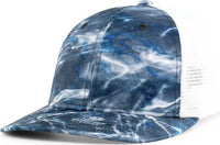 Pacific Headwear P691 Mossy Oak Low Profile Trucker Pacflex Cap - Elements Agua Blackfin White Elements Agua Blackfin