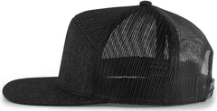 Pacific Headwear P710 Heather 6-Panel Arch Trucker Snapback Cap - Black Heather Black - Black Heather Black / 7’’ - 7