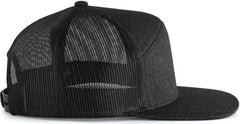 Pacific Headwear P710 Heather 6-Panel Arch Trucker Snapback Cap - Black Heather Black - Black Heather Black / 7’’ - 7