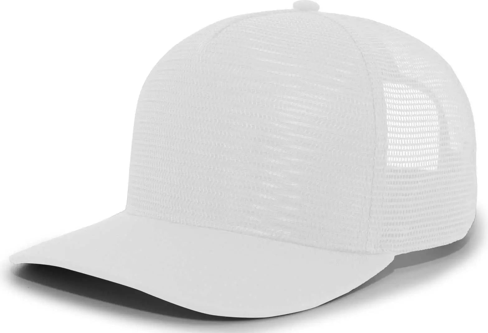 Pacific Headwear P724 5-Panel Mesh Overlay Trucker Snapback - White - White / 7’’ - 7 7/8’’