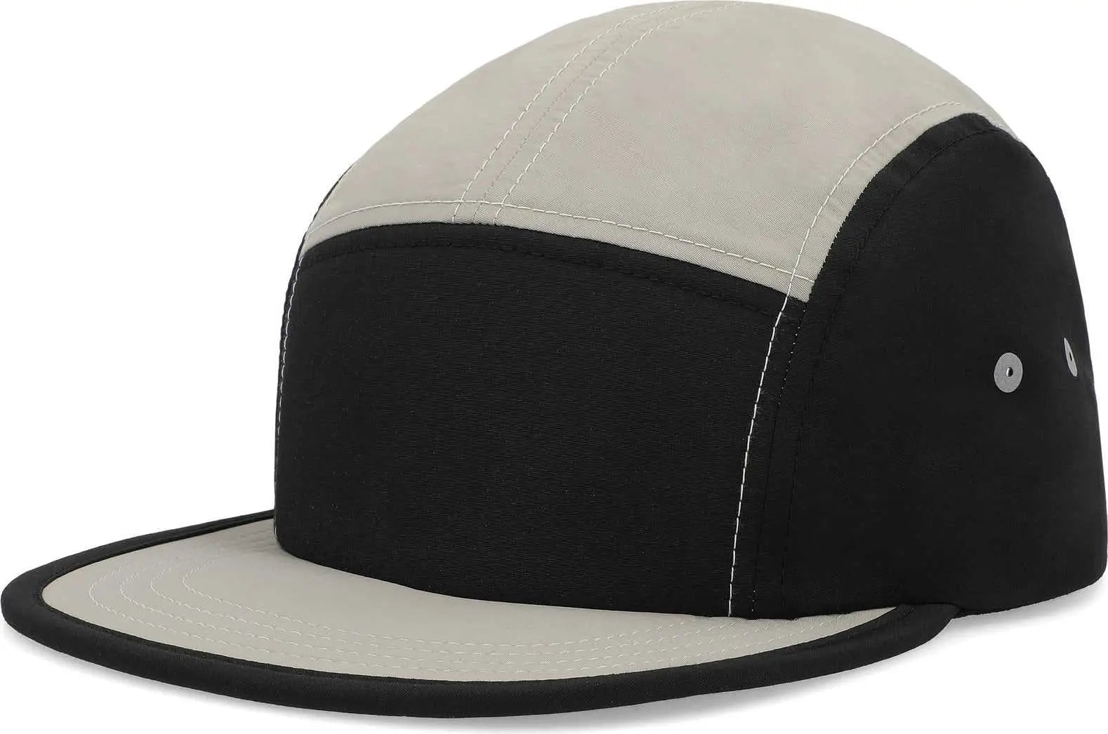 Pacific Headwear P781 Packable Camper Cap - Black Silver - Black Light Gray / 7’’ - 7 7/8’’